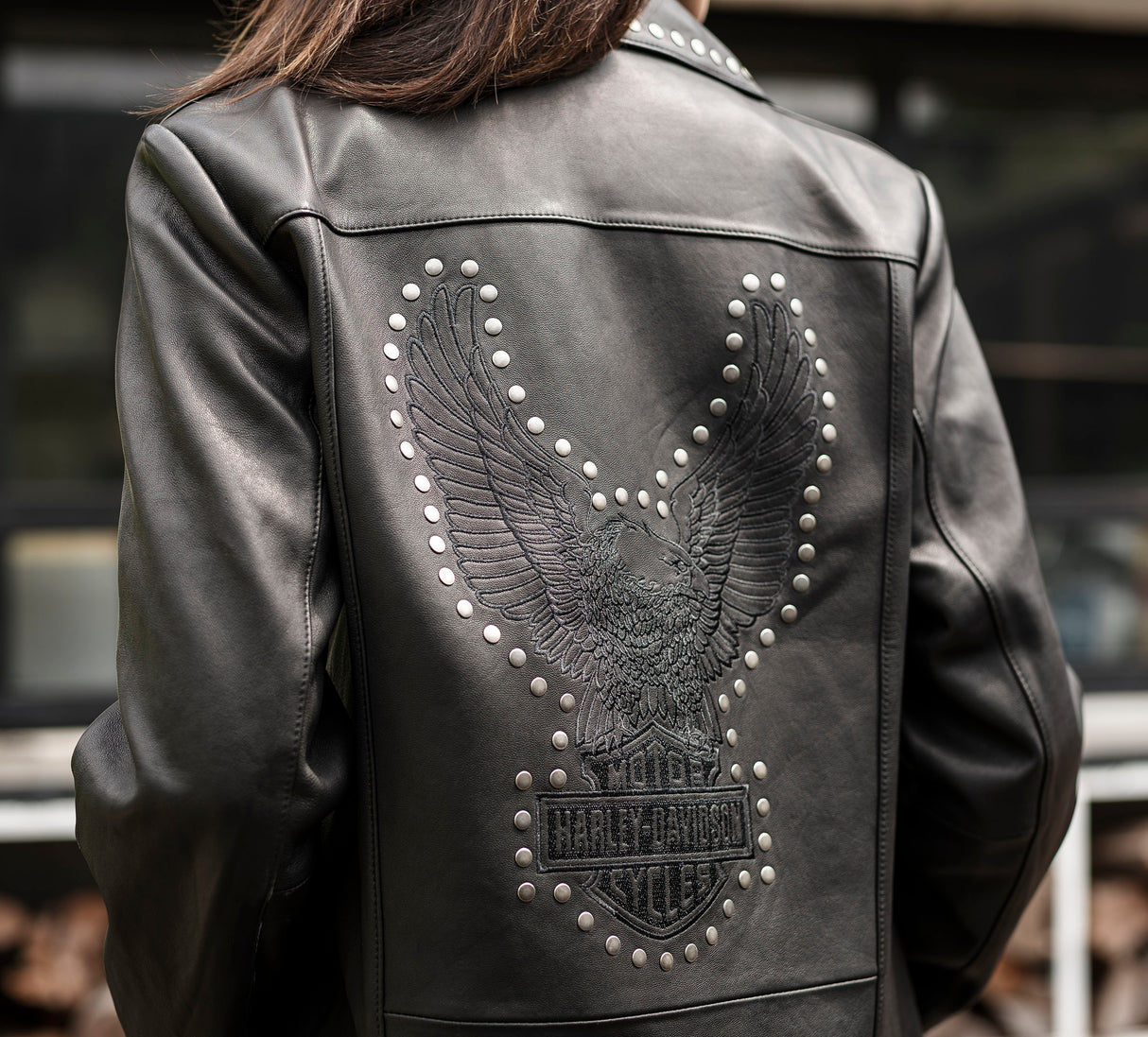 Harley-Davidson Women's Classic Eagle Studded Leather Jacket