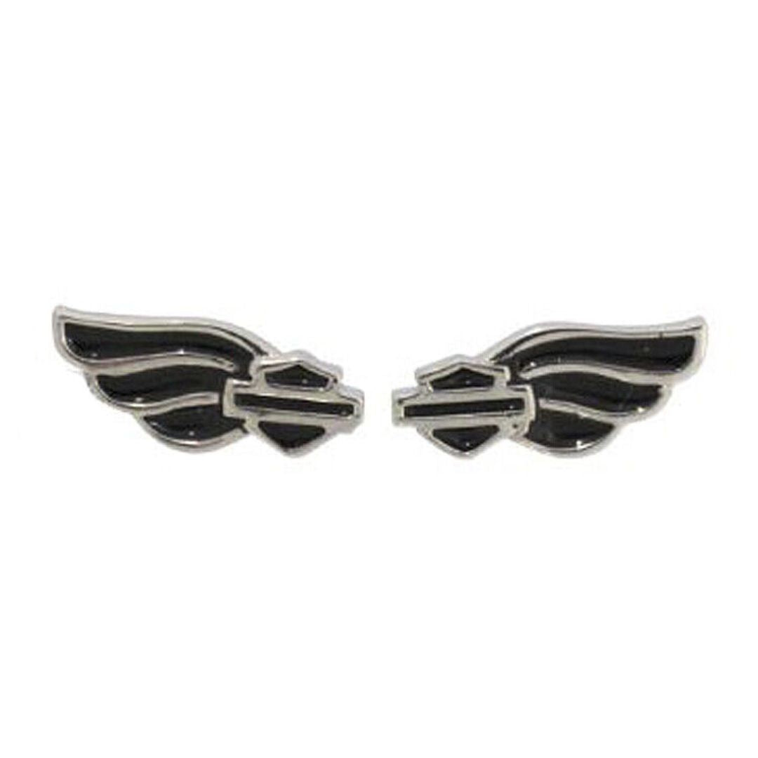 Harley-Davidson Black Enamel B&S and Wing Post Earrings