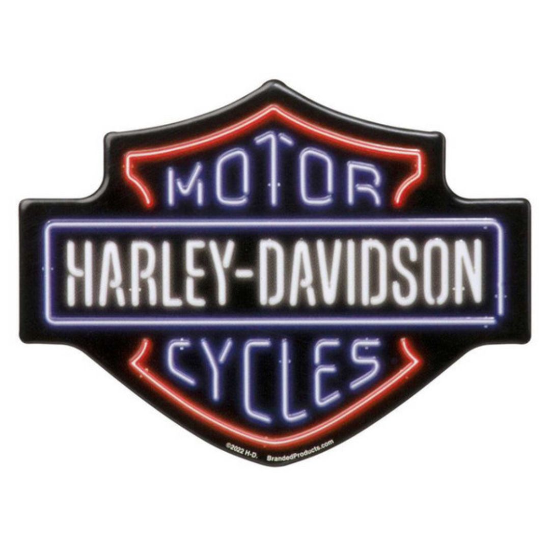 Harley-Davidson Neon Bar & Shield Tin Magnet