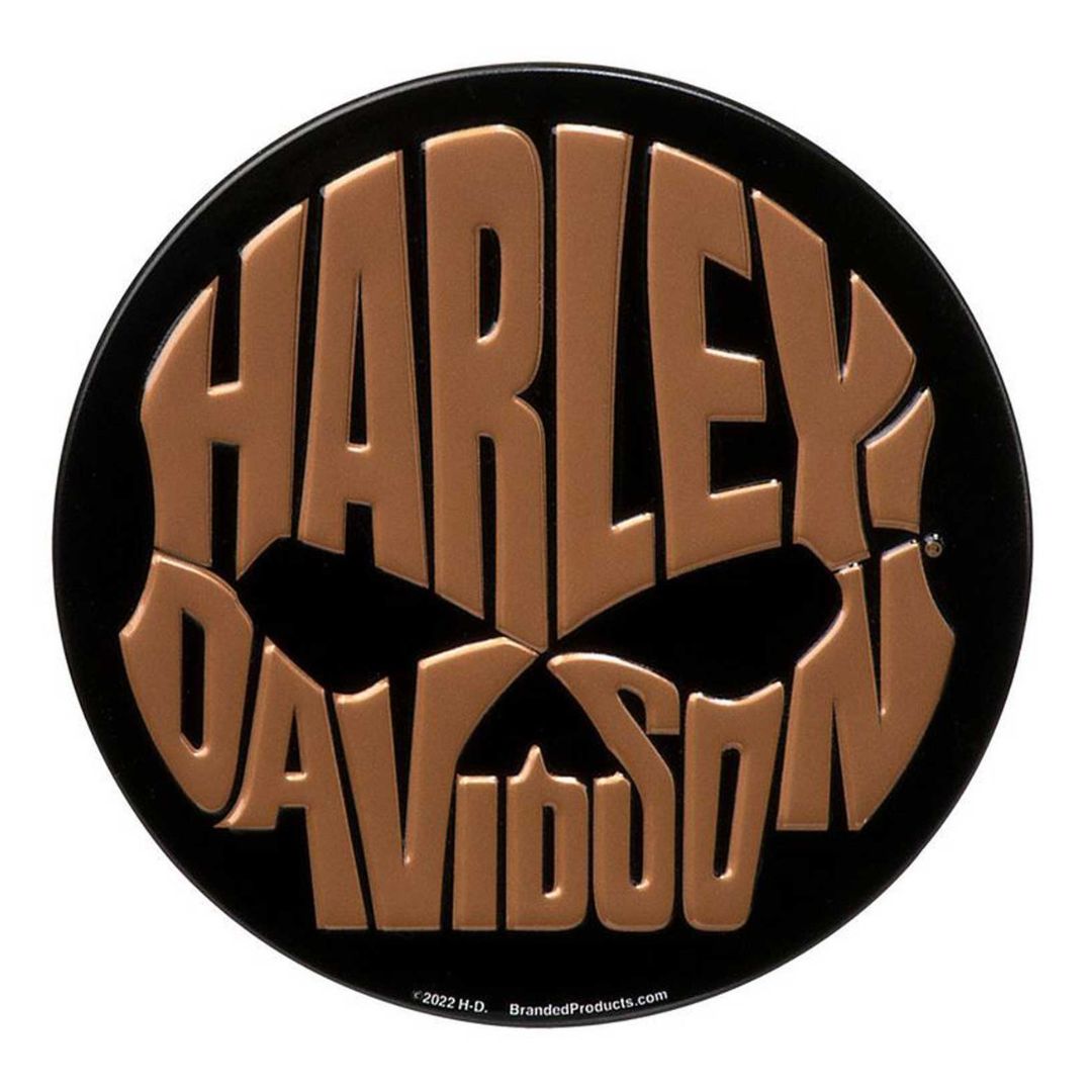 Harley-Davidson Copper Skull Tin Magnet